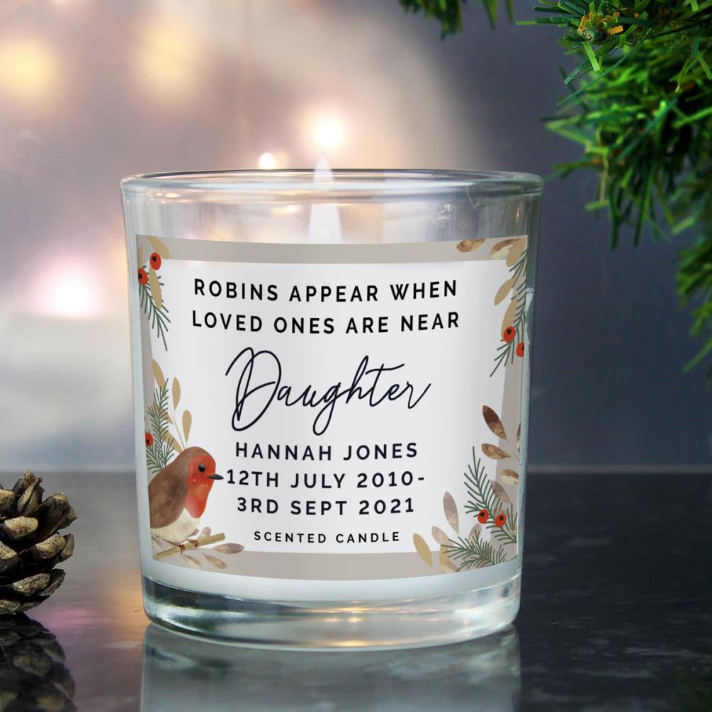 Personalised Robins Appear Memorial Scented Jar Candle Extra Image 3